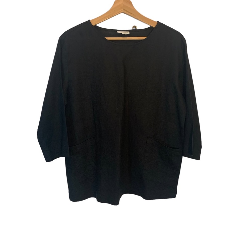 PureJill 100% Linen Pullover Blouse with Pockets Womens Size Small